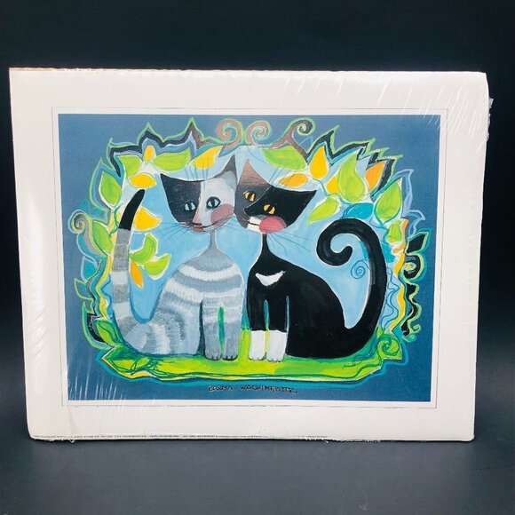 Vintage Rosina Wachtmeister 1993 Special Edition Duo Romantico Cat Foiled Litho - Picture 1 of 15